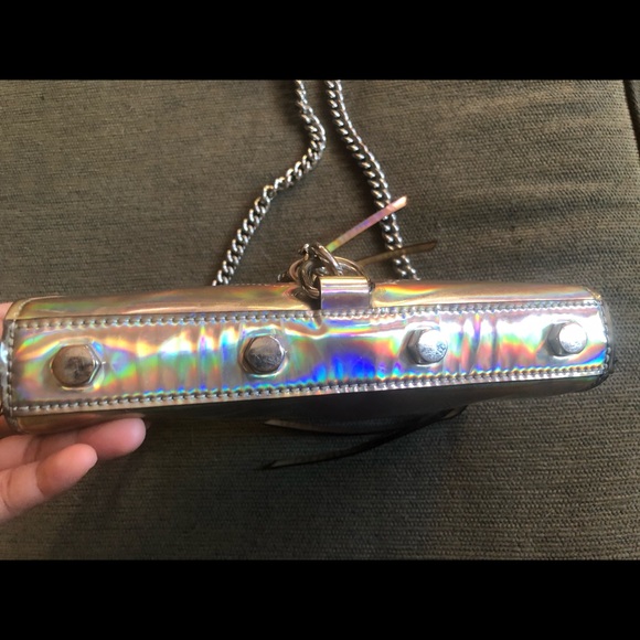 Rare Holographic Iridescent Hologram Rebecca Minkoff Mini Mac EUC - Picture 8 of 17